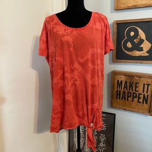 Xersion Textured Tie Waist Short Sleeve Shirt XXL